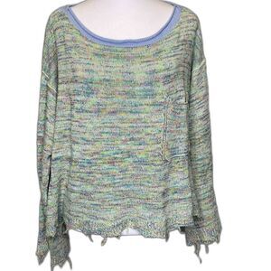 Free People Womens Prism Pullover Space Dye Sweater Cropped Beach Oversized Boho